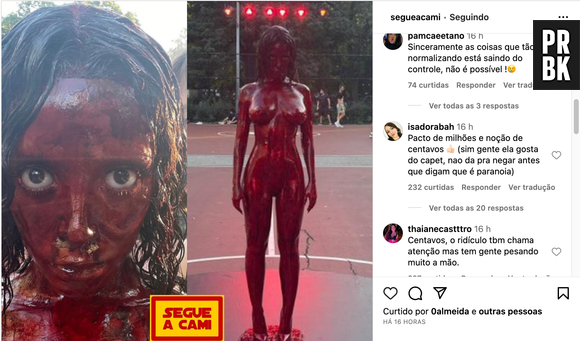 Estátua de Doja Cat ensanguentada recebeu críticas na web