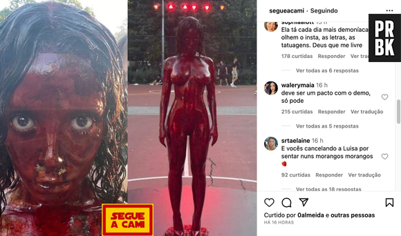 Estátua de Doja Cat ensanguentada recebeu críticas na web