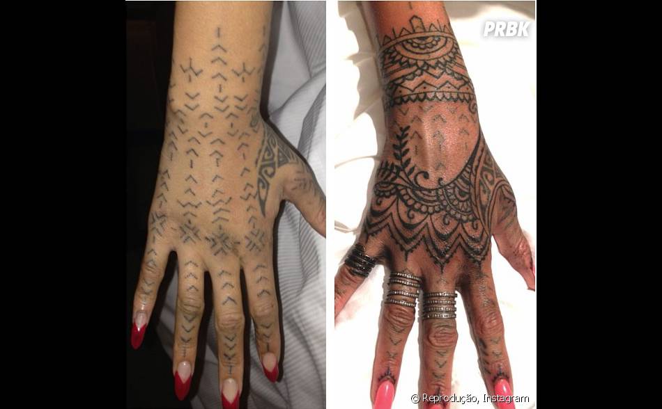 Anitta fez tatuagem na mao Rihanna Cobriu Uns Antigos Desenhos Que Possuia Na Mao Para Uma Tatuagem No Estilo Henna Bem Melhor Concordam Purebreak