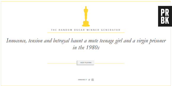 "The Random Oscar Winner Generator" cria roteiros loucos