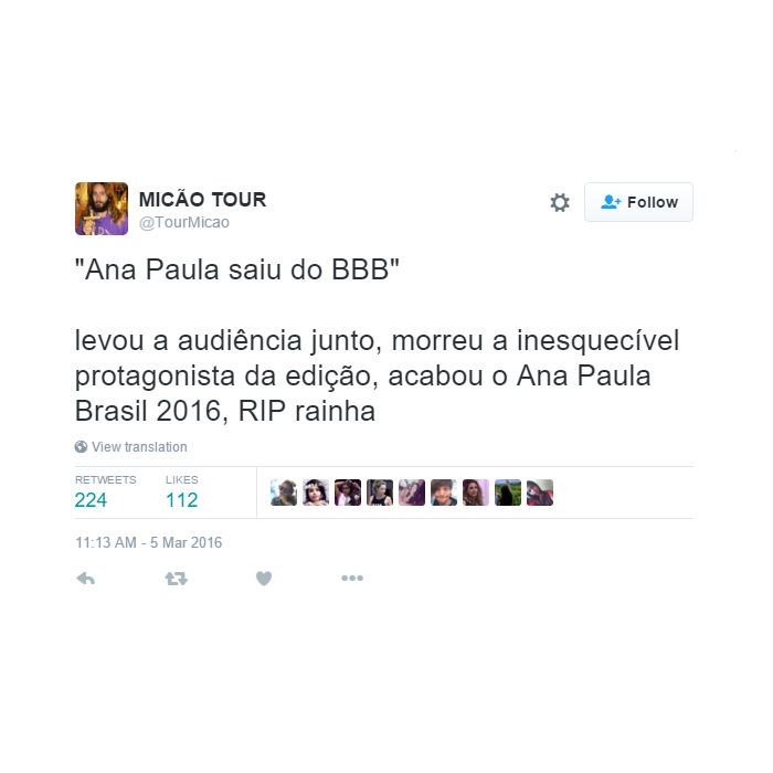 No &quot;BBB16&quot;, Ana Paula vira meme nas redes sociais após ter sido desclassificada!