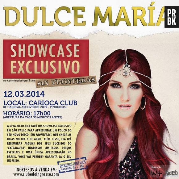 A cantora Dulce Maria explicou que seu show no Brasil será algo muito íntimo