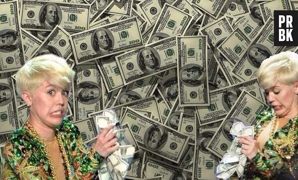 Lot's of money: Miley Cyrus posa ao lado de muitos dólares