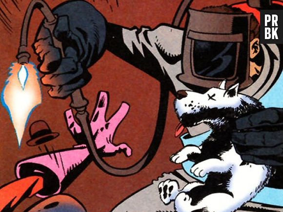 O herói Dogwelder tem a capacidade de  soldar cachorros mortos nos rostos de seus inimigos. É, isso mesmo!