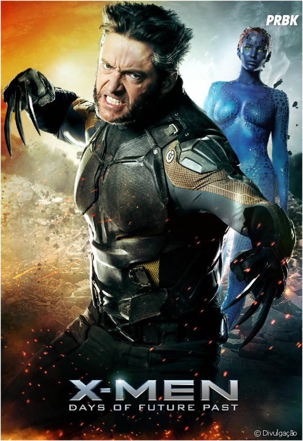 M&iacute;stica (Jennifer Lawrence) e Wolverine (Hugh Jackman) em cartaz de "X-Men: Dias de um Futuro Esquecido"