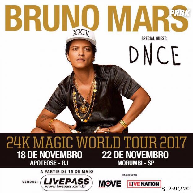 Bruno Mars e DNCE farão shows no Brasil!