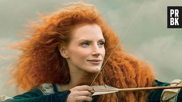 Jessica Chastain cheia de cachinhos ruivos para viver a Princesa Merida, da Disney