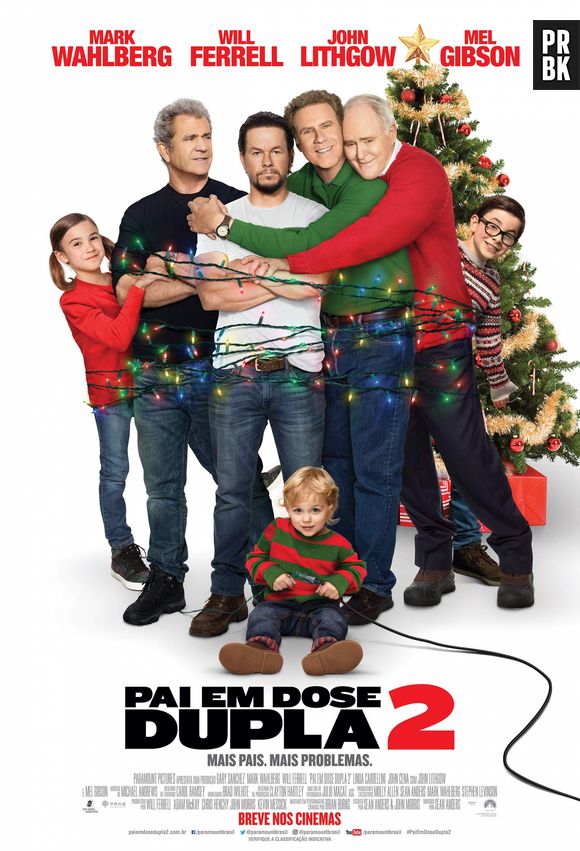 "Tal pai, tal filho": o pai de Dusty (Mel Gibson) e o doce pai de Brad (John Lithgow) chegam para visitar e botam a nova parceria em teste nesta divertida comédi