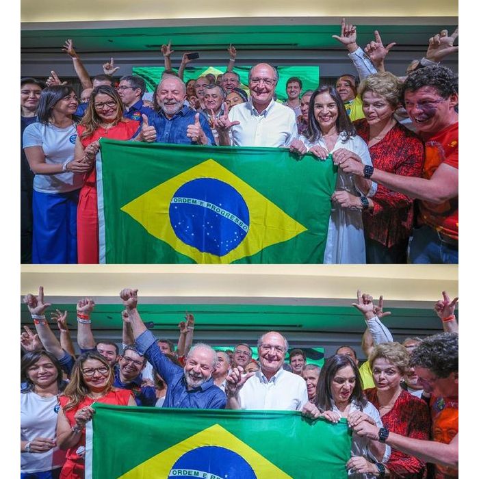 Manifestantes levantaram a bandeira do Brasil na posse do Presidente Lula, recuperando o símbolo nacional