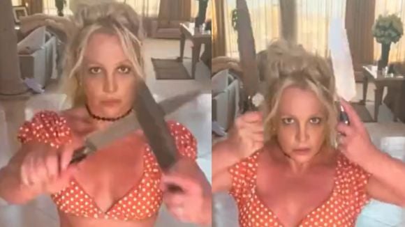 Britney Spears faz dança com facas só de calcinha e sutiã e volta a preocupar os fãs