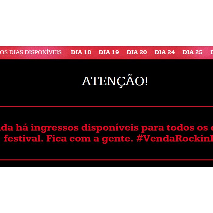 O Rock in Rio fez questão de avisar ao público sobre o erro nas vendas do site ingresso.com