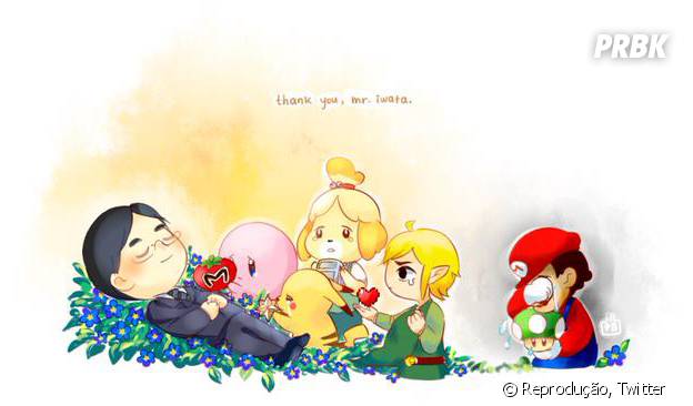 Arte de um fã paa homenagear o falecido CEO da Nintendo, Satoru Iwata