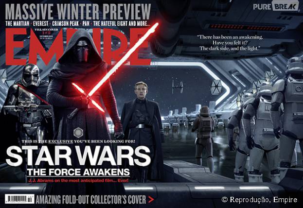Capit&atilde; Phasma (Gwendoline Christie), Kylo Ren (Adam Driver) e General Hux (Domhall Gleeson) aparecem em nova foto de "Star Wars VII"