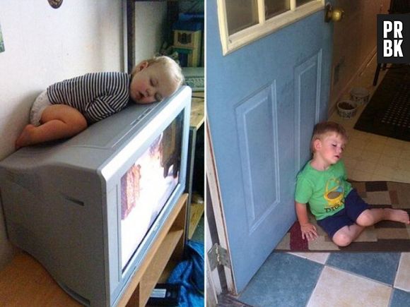 Pessoas com sono dormem em qualquer lugar, mesmo