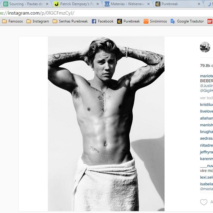 Justin Bieber mostrou o corpo malhado em ensaio de toalha do Mario Testino 