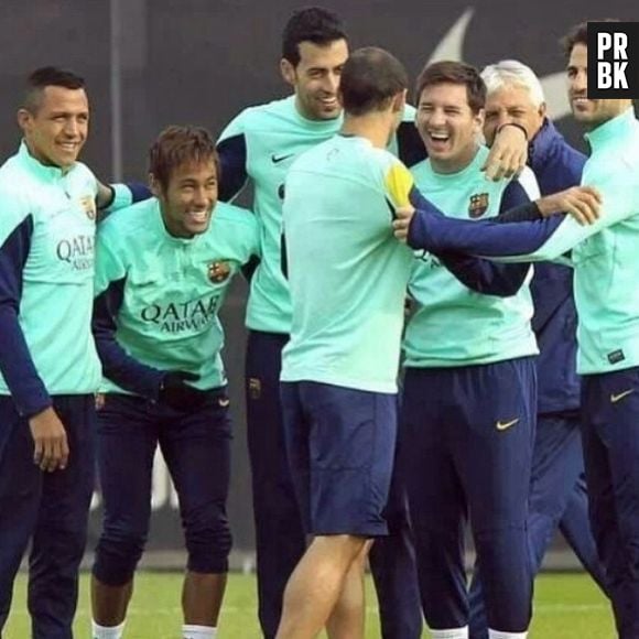 Na segunda-feira (6), Neymar postou uma foto durante o treino do time Barcelona