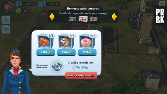 Em "SimCity Buildit": ao enviar as remessas, você ganha um item para a construção do bairro londrino