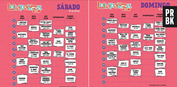 Lollapalooza divulga quadro de horários dos shows