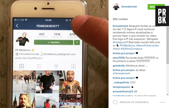 O ex-BBB Fernando Medeiros disse que o Instagram não está facilitando as coisas pra ninguém