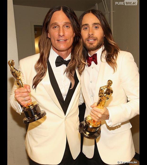 Matthew McConaughey ganha um Oscar e o cabelo de Jared Leto