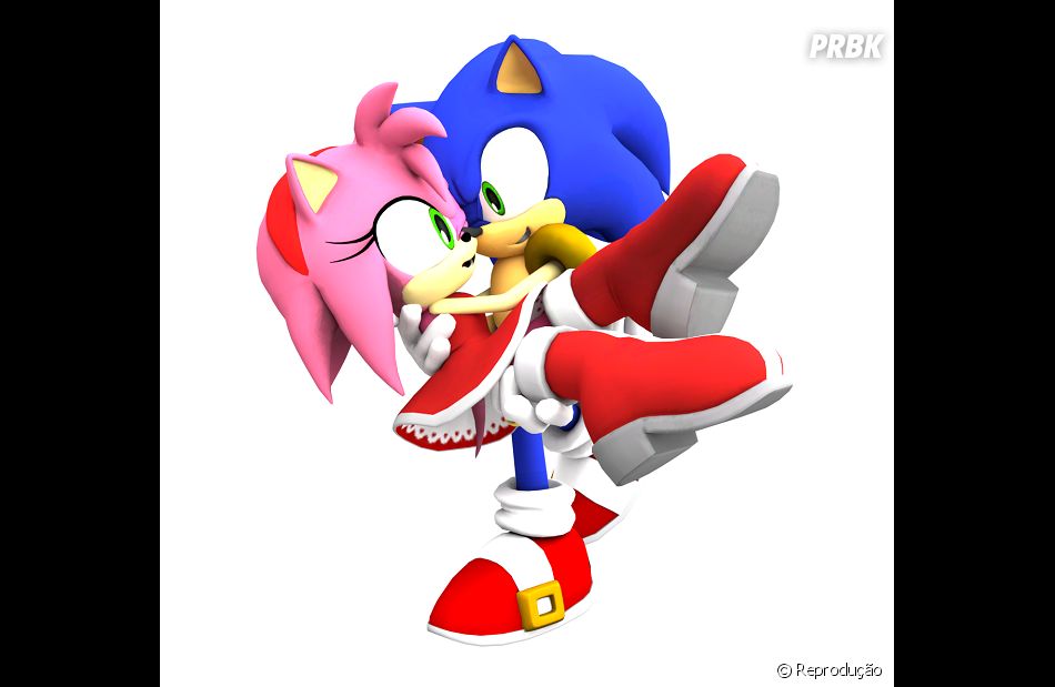 Os ouriços tambpem amam! Sonic e Amy são um casal muito apaixonado ...