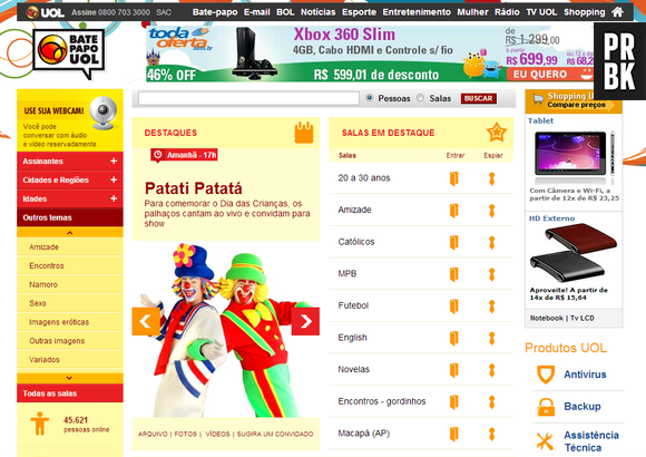 Sim, o Bate-papo UOL ainda existe e esta é a interface dele hoje em dia