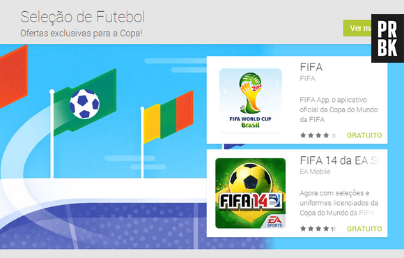 "Seleção Futebol" especial para Copa do Mundo na Google Play