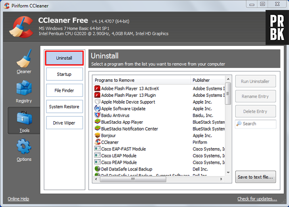 "CCleaner" facilita a desinstalação de programas