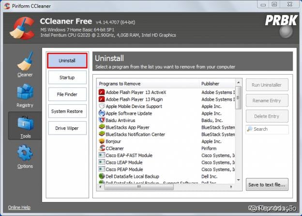 "CCleaner" facilita a desinstala&ccedil;&atilde;o de programas