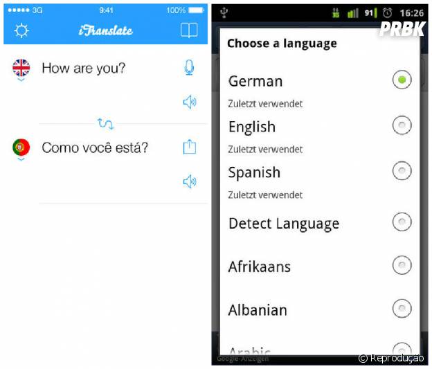 iTranslate "fala" 80 idiomas diferentes