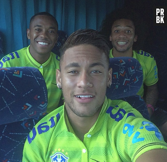 Neymar Jr, Robinho e Marcelo no pós treino