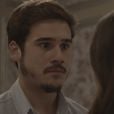 Em "O Tempo Não Para": Samuca (Nicolas Prattes) não se conforma com possibilidade de perder Marocas (Juliana Paiva) e propõe fuga