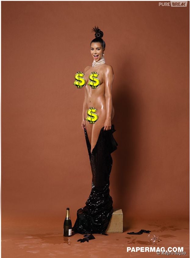 Kim Kardashian aparece completamente nua no recheio da revista Paper
