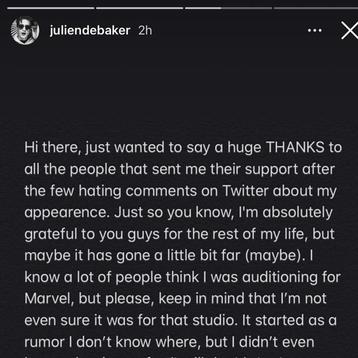  Julien Debaker lamenta ataques nas redes sociais: &quot; Infelizmente, eles sempre estarão aqui. Mas faz parte do meu trabalho ser criticado, tenho que me acostumar&quot;  