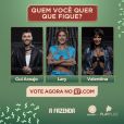 "A Fazenda 13": quem você quer que saia na 5ª roça do reality show? Gui Araujo, Lary Bottino ou Valentina  Francavilla? Vote na enquete! 