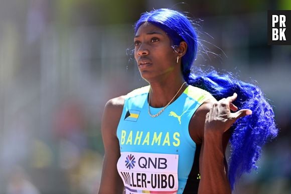 A velocista Shaunae Miller-Uibo usa lace azul vibrante