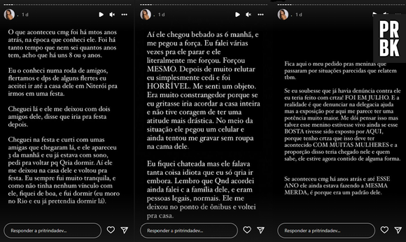 Modelo Priscila Trindade denuncia estupro de Bruno Krupp nas redes sociais