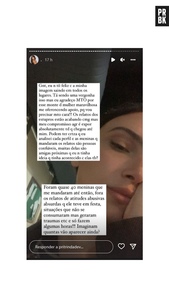 Priscila Trindade expõe relatos de outras vítimas de abuso de Bruno Krupp em seu Instagram