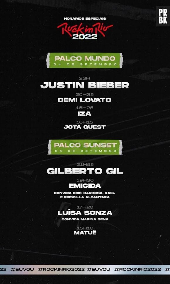 Rock in Rio altera horário do show de Justin Bieber, Demi Lovato, Iza e Jota Quest