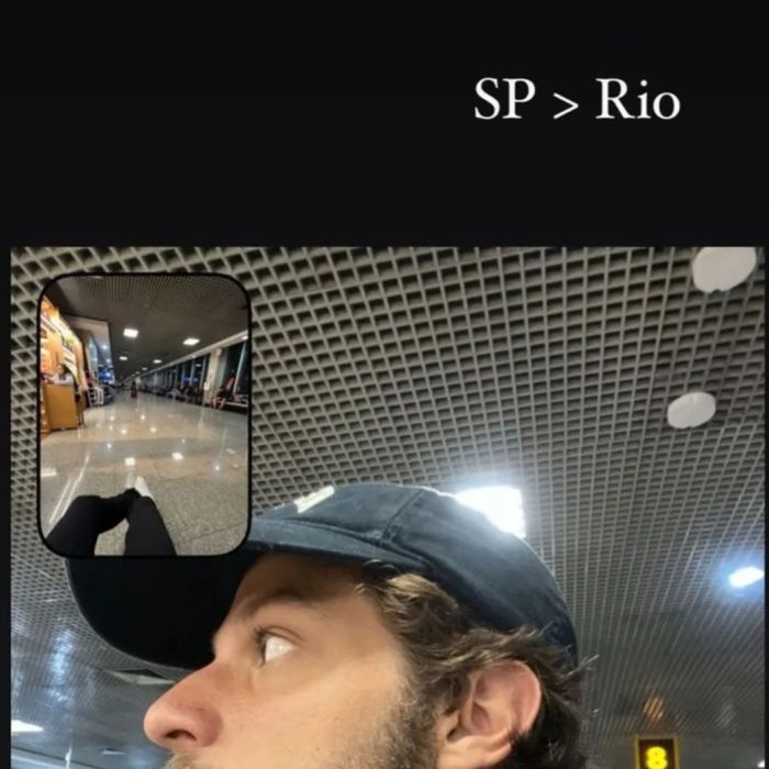 Chay Suede, de &quot;Travessia&quot;, fez seu BeReal no aeroporto, voltando para o Rio de Janeiro