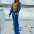 Jade Picon usa look brazilcore para viajar ao Qatar