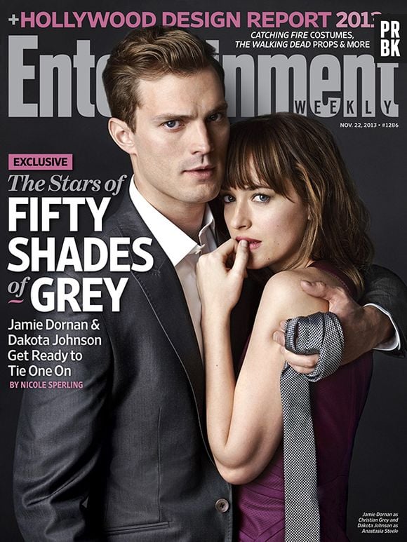 Jamie Dornan e Dakota Johnson posam como Christian Grey e Anastasia Steele de "50 Tons de Cinza" para a revista "Entertainment Weekly"