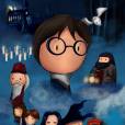  Poster de "Harry Potter e a Pedra filosofal". Ficou uma gra&ccedil;a e bem fiel ao poster original 