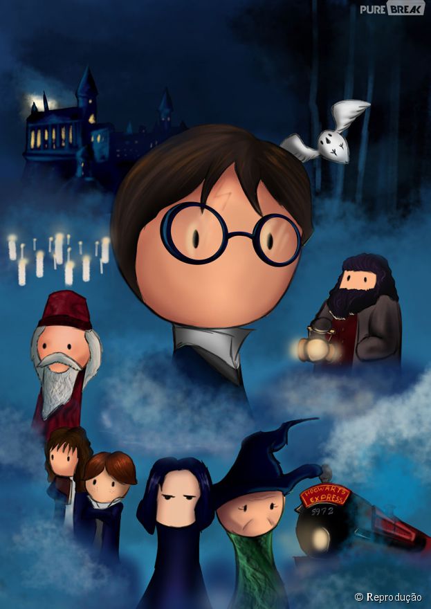 Poster de "Harry Potter e a Pedra filosofal". Ficou uma gra&ccedil;a e bem fiel ao poster original