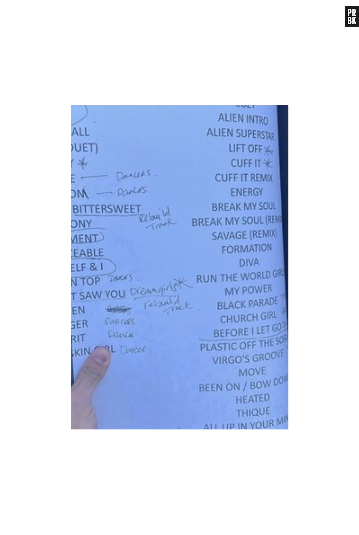 Foto: Imagens de uma possível setlist da
