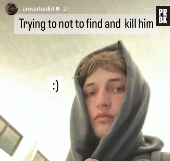 Anwar Hadid escreveu em seu Instagram "tentando não encontrá-lo e matá-lo"