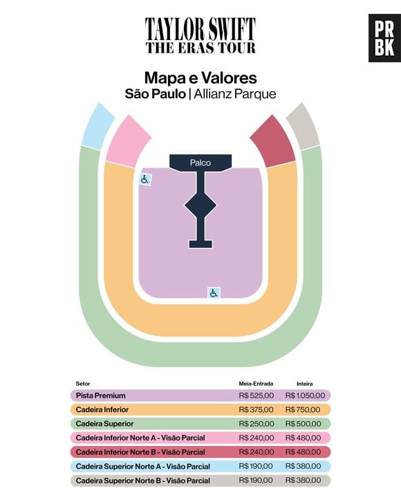 Valores dos ingressos dos shows de Taylor Swift no Brasil