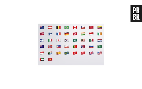 Novos emojis com uma variedade maior de bandeiras