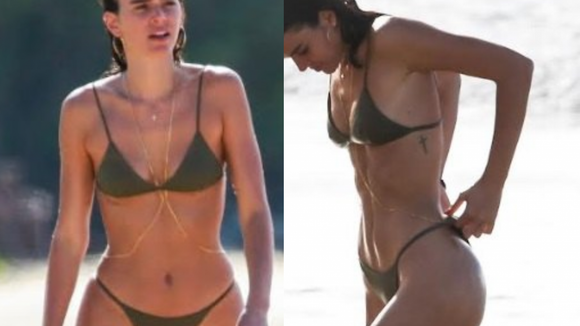 Corpo de Bruna Marquezine impressiona: atriz usa biquíni cavado e body chain ao chegar em Noronha