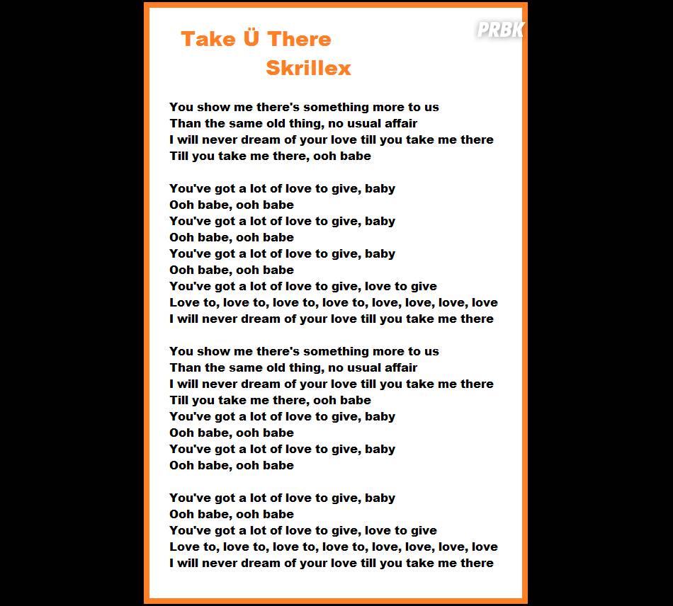 Cante A Letra De Take U There Do Dj Skrillex E Arrase No Eletronico No Festival Lollapalooza Purebreak Letras2.com lyrics, letras, letra musica, lyrics videos. cante a letra de take u there do dj